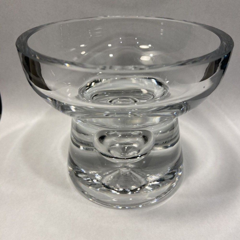 Krosno Art Glass Clear Poland Clear Base with Infused Bubble Design Vase 4”